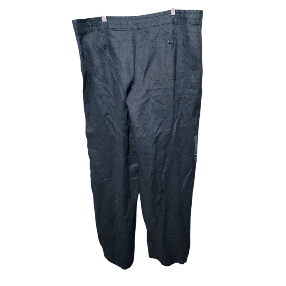 Lauren Ralph Lauren Navy Blue Wide Leg Linen Drawstring Pants NWT Womens Size 18 - Picture 4 of 14